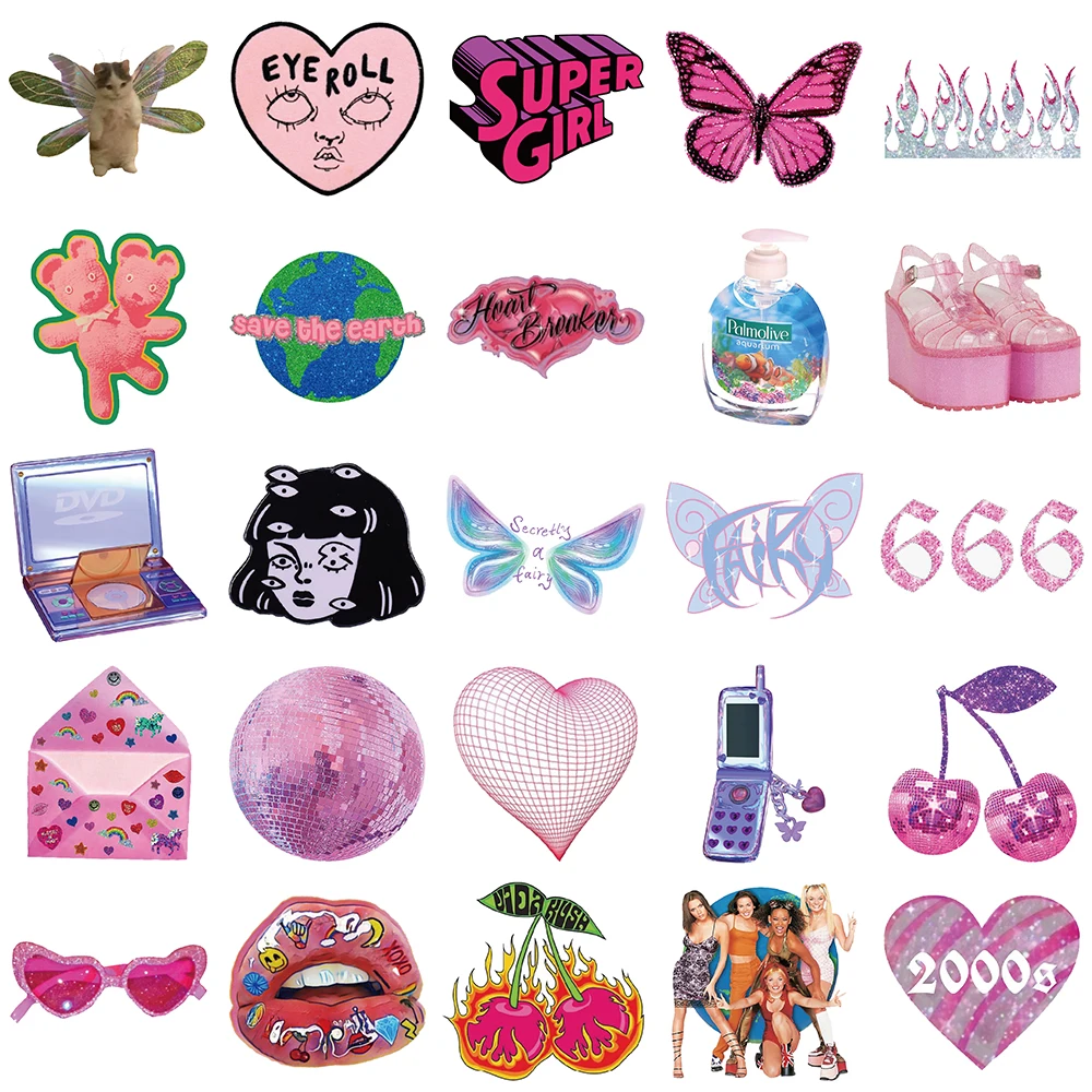 สติกเกอร์ลายกราฟฟิตี้สไตล์ Vapor Wave Y2K 50 ชิ้น สำหรับตกแต่งเคสมือถือ แก้วน้ำ กีตาร์ สติกเกอร์กันน้ำแบบสร้างสรรค์