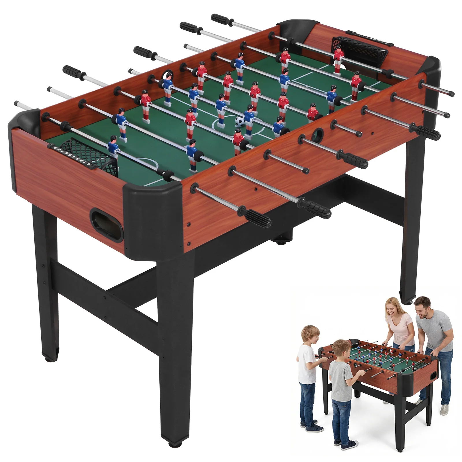 

47 Inch Soccer Game Table with Score Keeper Indoor Foos Ball Table with Counterbalanced & Uniformed Men for Home Office Man Cave