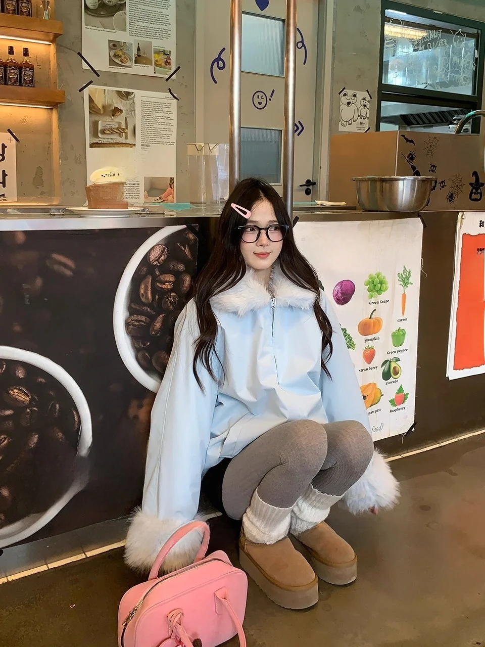 

Lisbore синий меховой воротник Thiened теплый хлопковый джет корейский свободный утягивающий парка топ женское зимнее пальто верхняя одежда