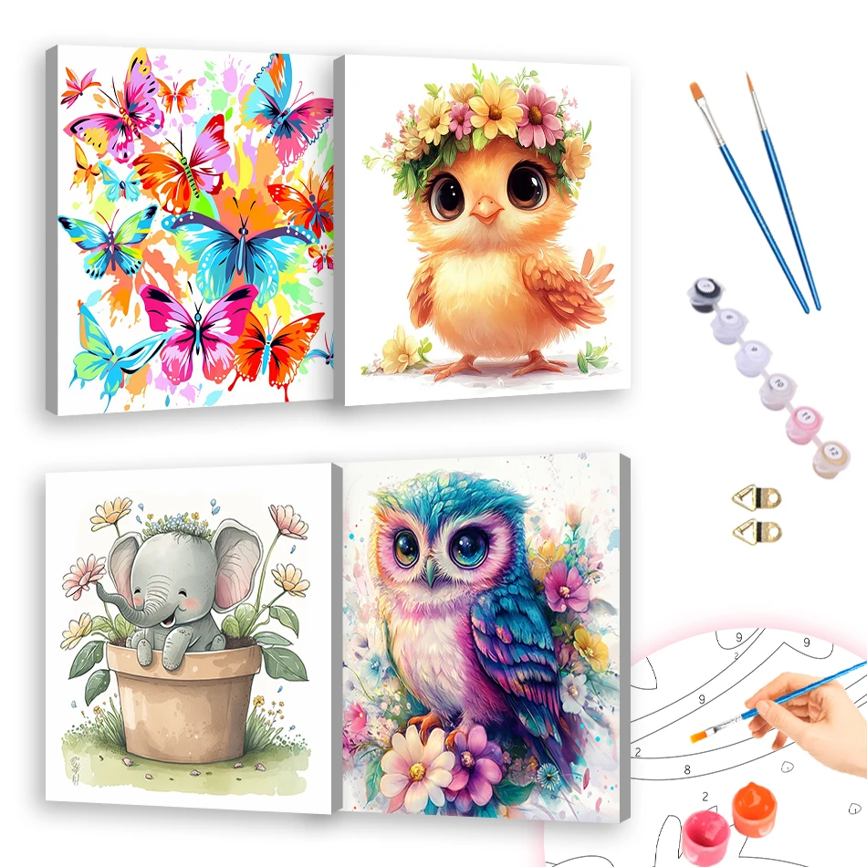 

RUOPOTY Painting Paints By Numbers Animal flowers 20X20cm ready Frame Decorative Paintings Oil Original Gifts Handmade Acrylic