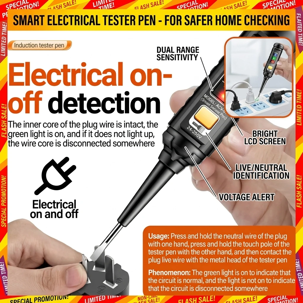 Induction Tester Pen ANENG B15 Highlight Color Light Professional AC Voltage Detection Electrician Screwdriver Testing Tools
