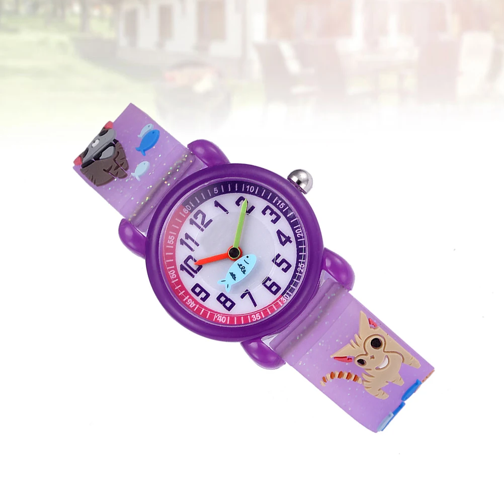 Cartoon Kids Watches Purple Creative Child Quartz Wristwatch Durable Adorable Design Lovable Gift For Children Students