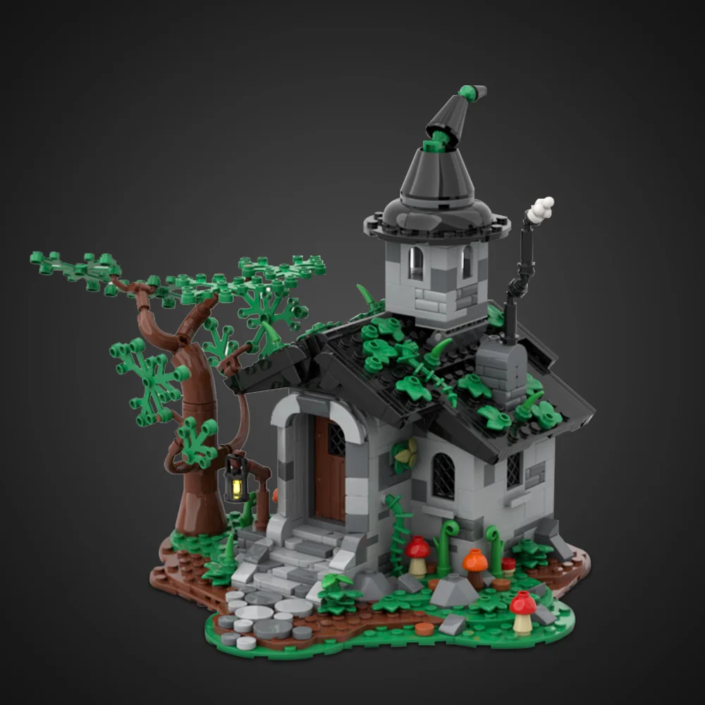 고브릭스 MOC 마녀의 집 블록 모델 모듈형 중세 마녀의 집 건축 블록 조립 장난감 어린이 DIY 선물