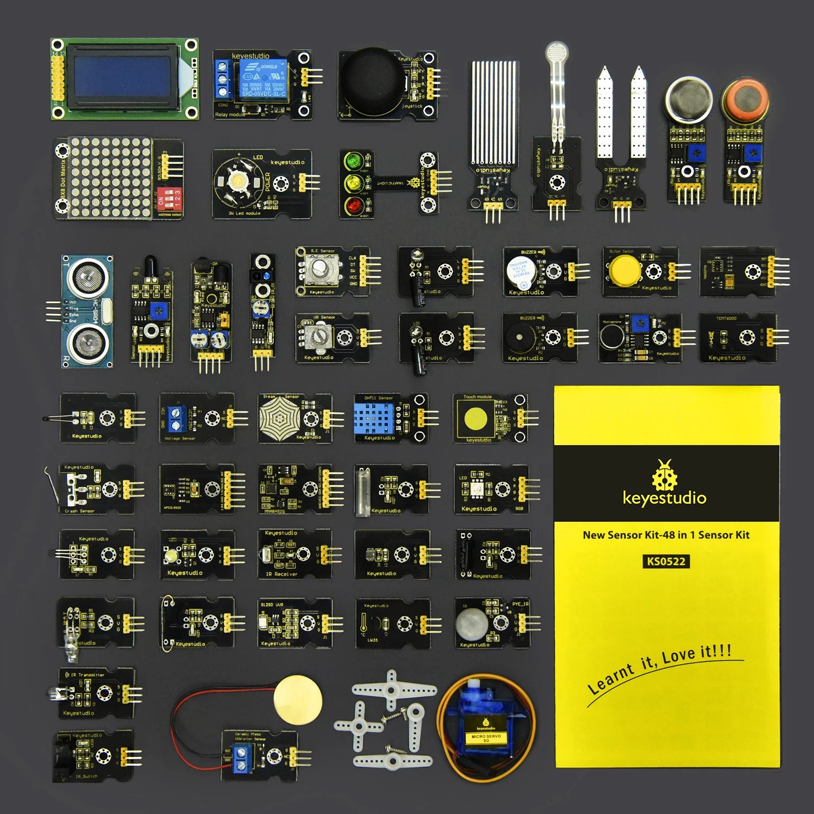 

Keyestudio 48 in 1 Sensor Starter Kit With Gift Box For Arduino DIY Projects (48pcs Sensors)