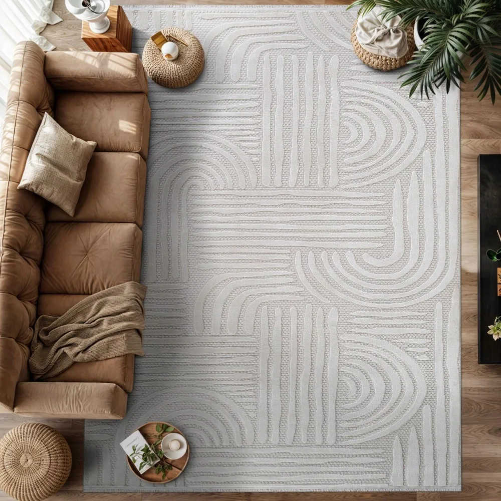 

Modern Indoor Rug Orbit 9x12 Area Rugs for Living Room Luxury Kitchen Bedroom Durable Soft Geometric Durable Low and High Pile S