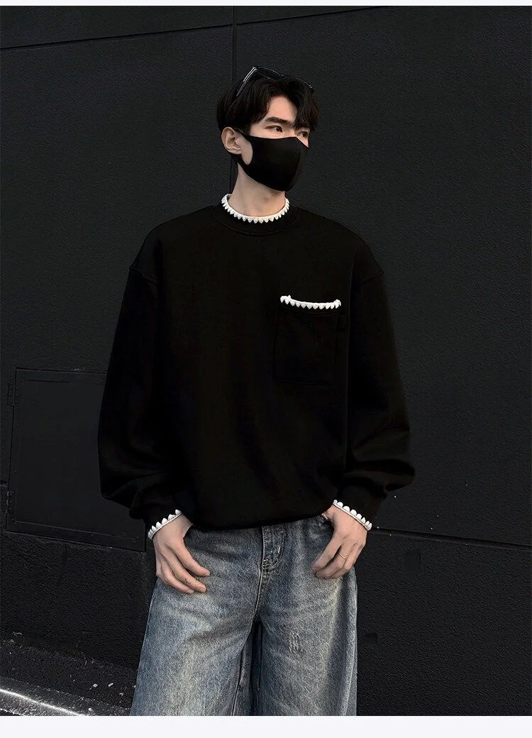 

Мужские худи без капюшона в стиле K-pop из денима с эффектом потертости, повседневные, для колледжа, школы, кампуса, молодежные, в ретро-стиле, винтажные, в стиле 2000-х, хипстерские