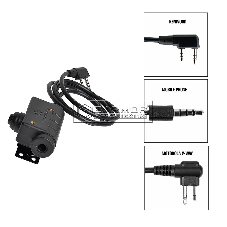 

EARMOR PTT Adapter M51 Black Tactical Headset PTT Kenwood & AUX Radio Interface