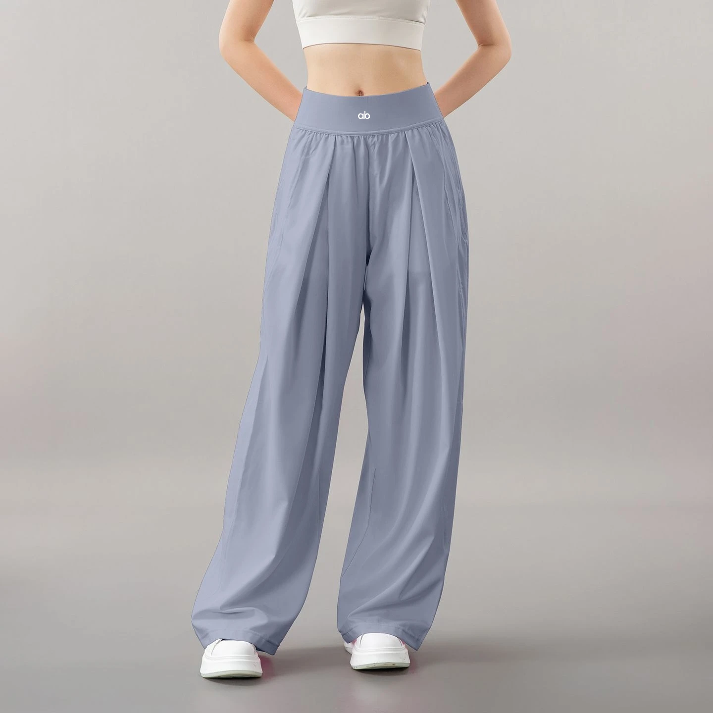 Women High Waist Wide Leg Yoga Pants Loose Straight Lightweight Breathable Spring Autumn Outdoor Running Casual Cargo Trousers