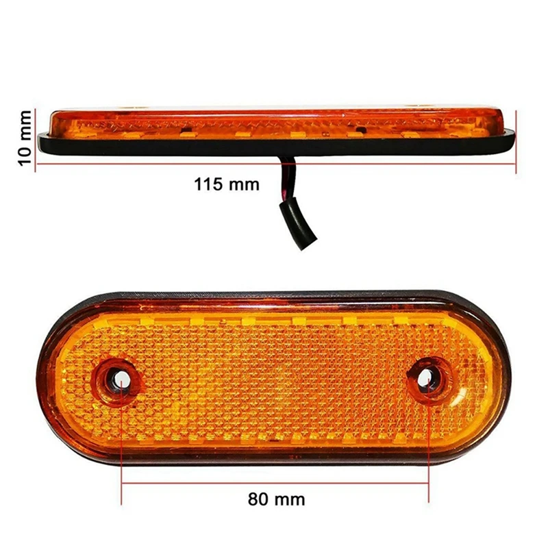 16PCS Amber Markerings Light Side Marker 20LED 24V Trusk Lamp Pickup Truck Side Marker Lights For Truck