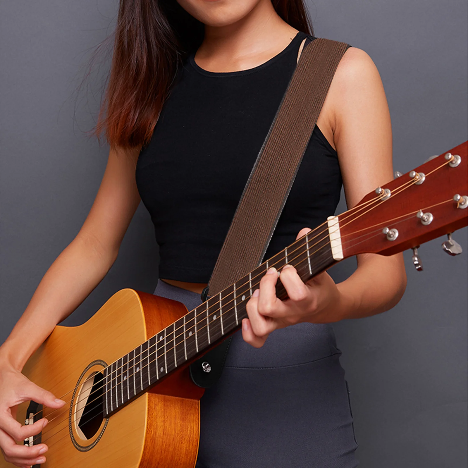 

Adjustable Guitar Strap Cloth Material Safe Durable Practical Unique Structure Store Picks Simple Generous Excellent Texture