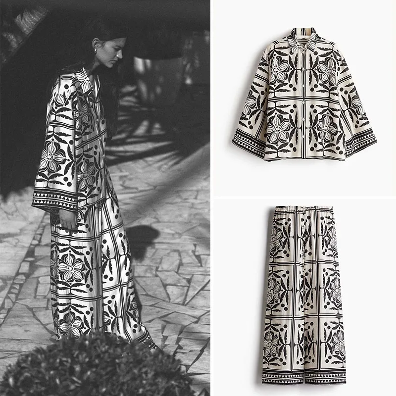 

Loose Shirt Wide Leg Pants Spring New Arrival Women's Clothing Comfortable Ethnic Style Stage Performance Fashionable Tunic