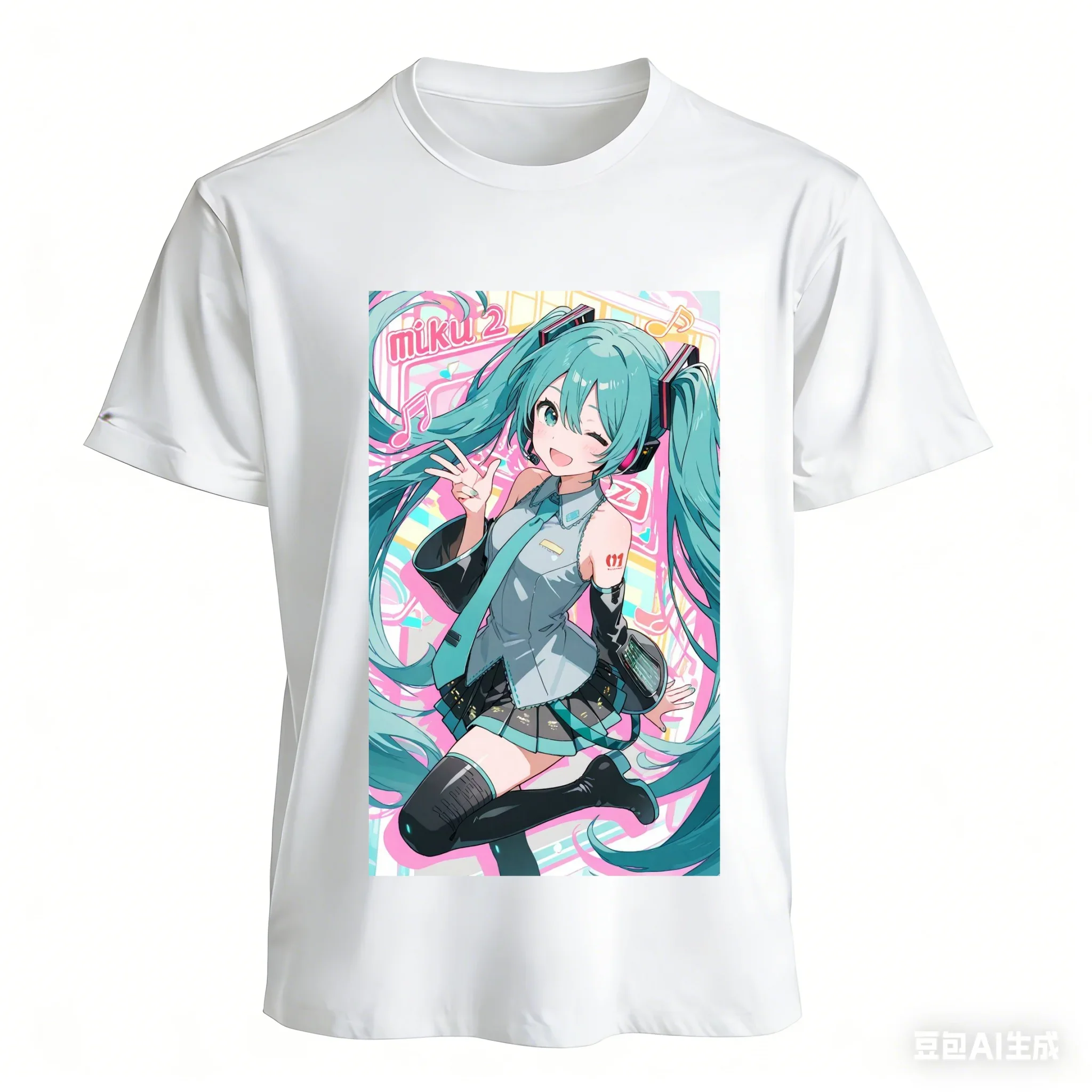 nova-animacao-de-verao-em-destaque--hatsune-miku-rosa-verde-neon--camisetas-de-algodao-soltas-e-respiraveis-para-homens-e-mulheres