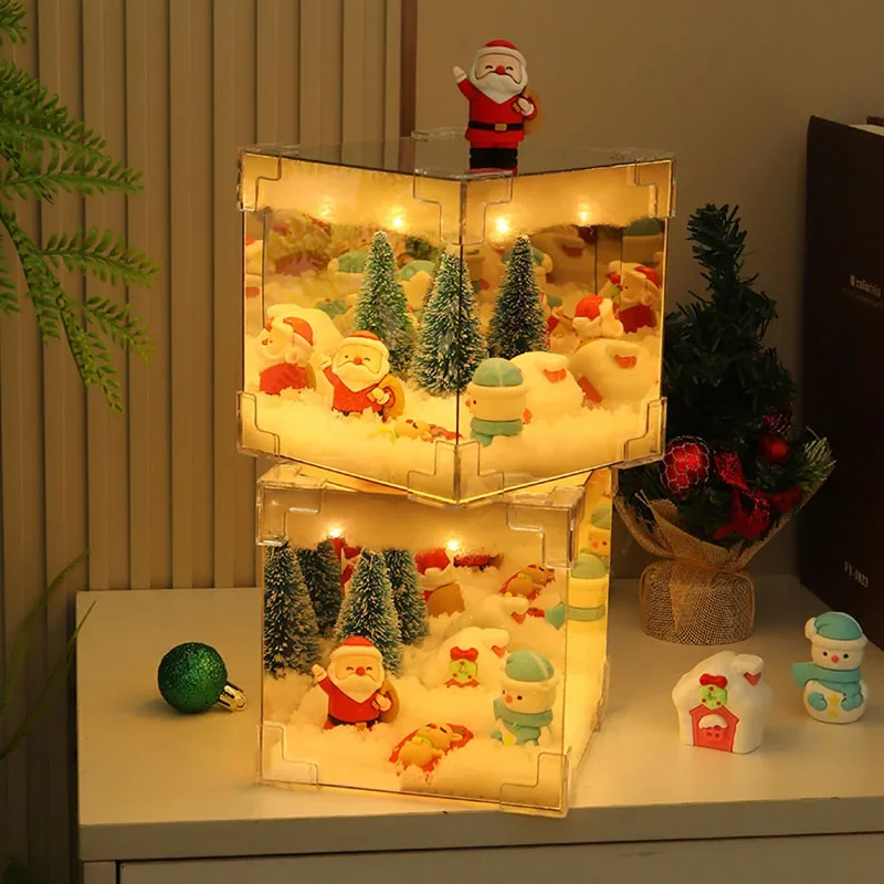 عيد الميلاد DIY المكعب السحري الديكور USB LED اليدوية مضيئة سطح المكتب الحرف المواد عيد الميلاد سانتا كلوز الحلي ديكور #2
