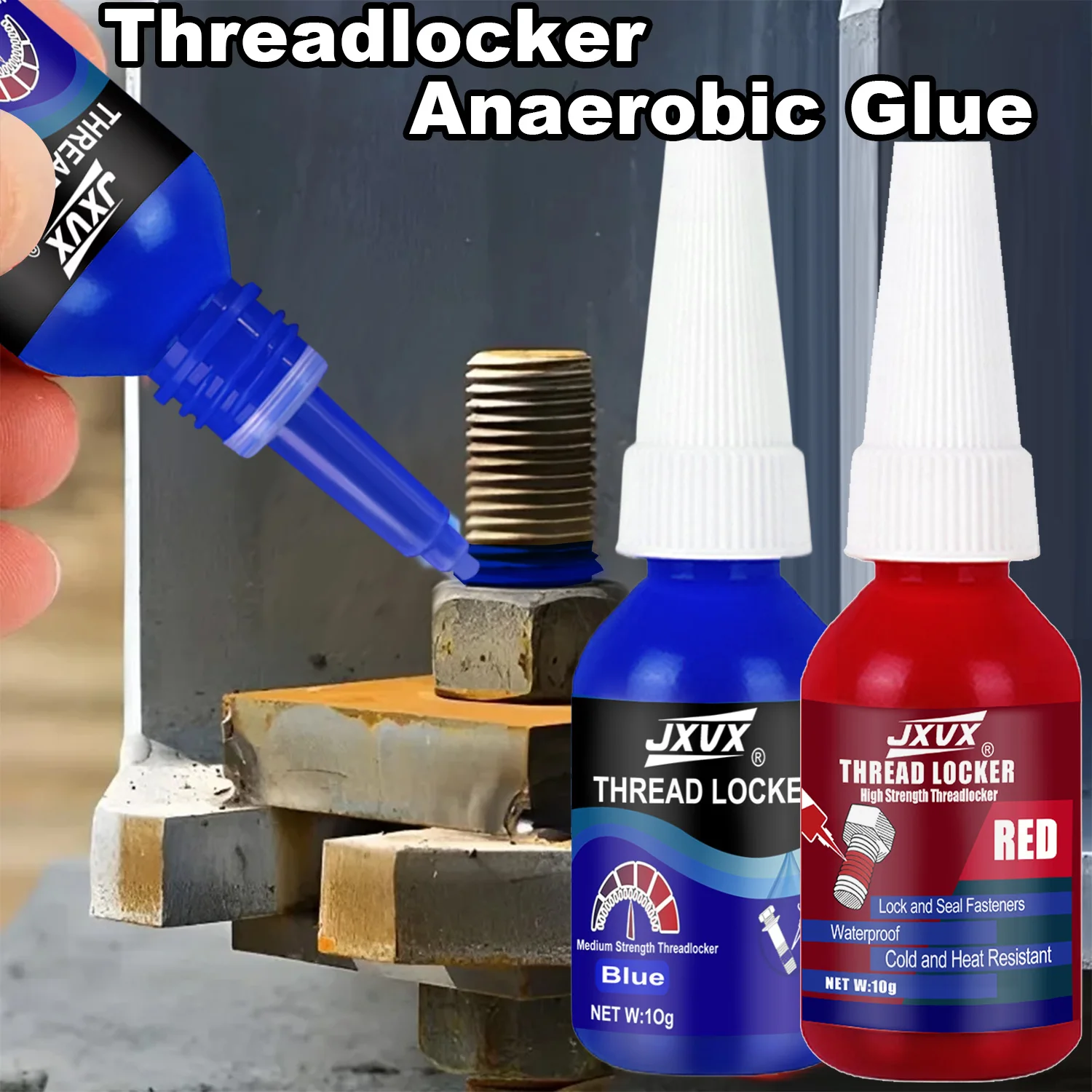 243/271 Threadlocker Anaerobic Glue Quickly Cured Blue\Red Medium Strength Automotive-grade Thread Locking Agent Anaerobic Adhesive Glue Anti-loose Screw Fasteners Curing Metal Glue,Rustproof.
