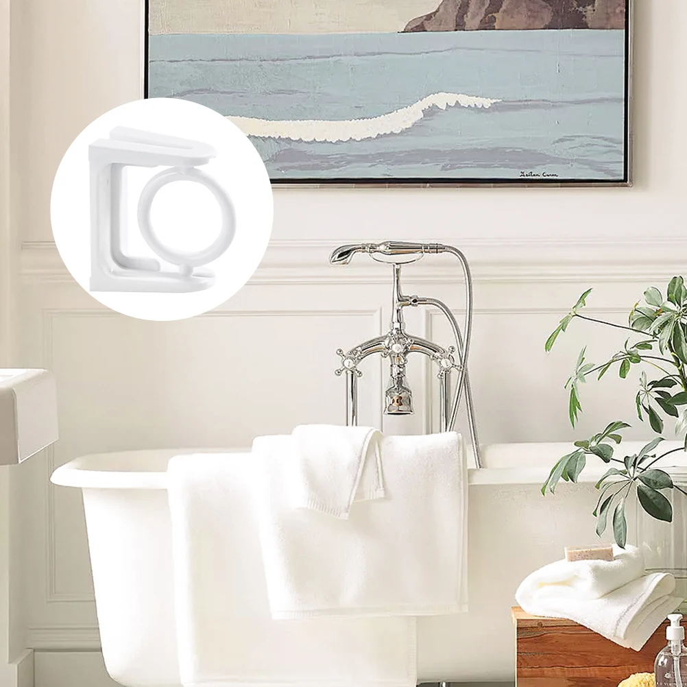 

2pcs Towel Bar Holder Adhesive Curtain Pole Hooks Shower Rod Mounts Sturdy Bathroom Accessories Abs Curtain Rod Clamps