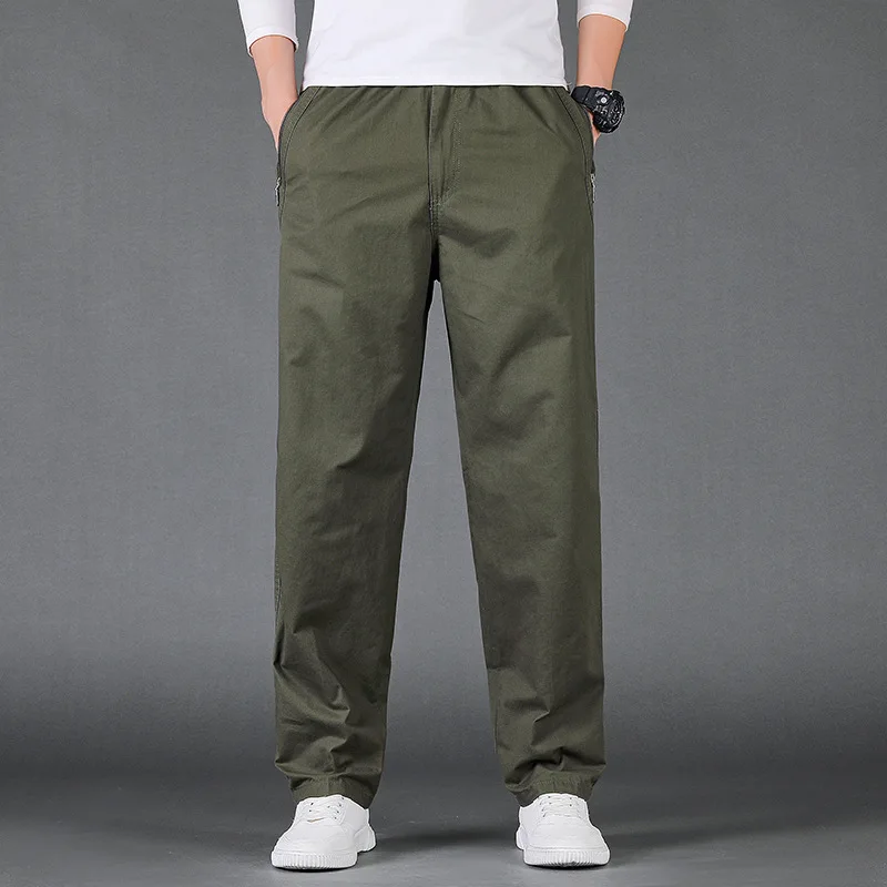 Mens Cargo Cotton Pants Men Pocket Loose Straight Pants Plus Size 6xl 130KG Autumn Winter Pockets Thicken Fleece Outdoor Pants