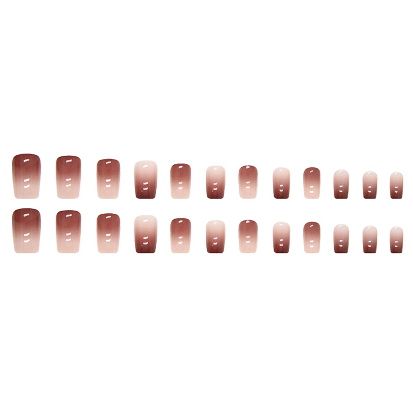 Coffee Gradient Medium Fake Nails Autumn & Winter Temperamental Art Pieces for Professional Art Nail Salon