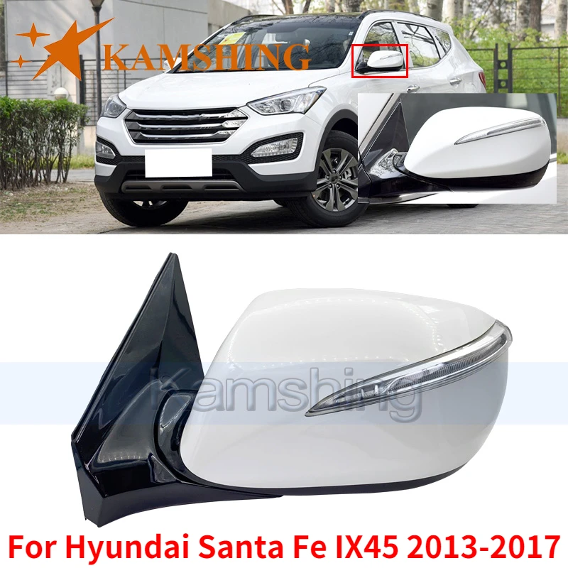 

Kamshing For Hyundai Santa Fe Santafe IX45 2013-2017 Outside Rear View Mirror Side Mirror Reversing Back Parking Mirror Assembly