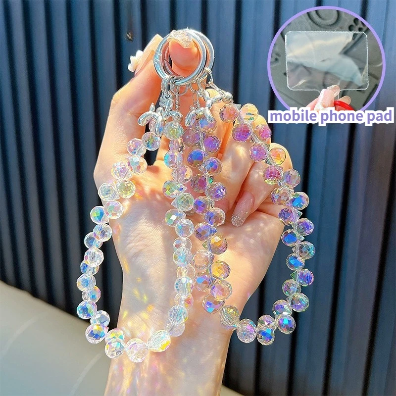 

Luxury Glitter Bling Crystal Beads Phone Strap Charm Pendant Bracelet For iPhone Airpods Accessories Bag Charm Women Girl Gift
