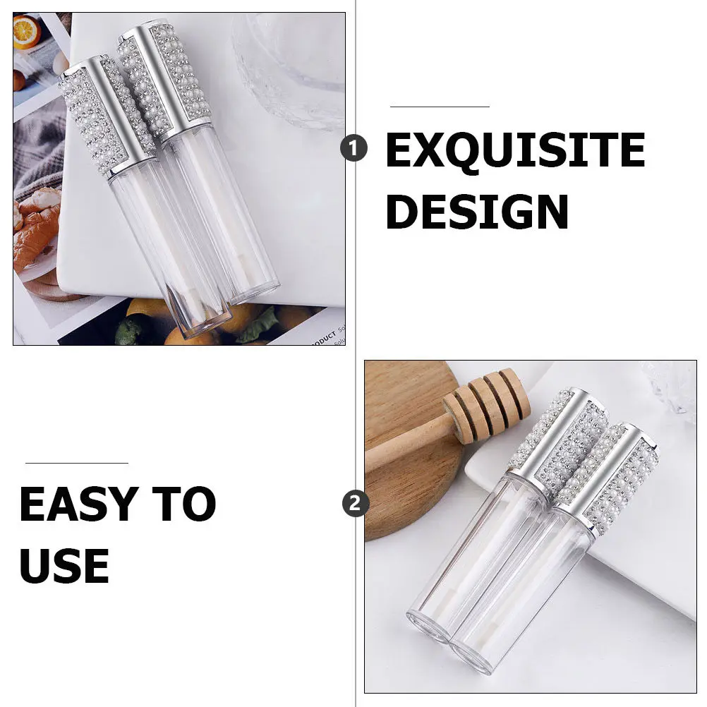 10Pcs Lip Gloss Tubes Clear 5Ml Refillable Glass Bottles Wand Brush Empty Lip Balm Containers for DIY Makeup Refillable Bottles