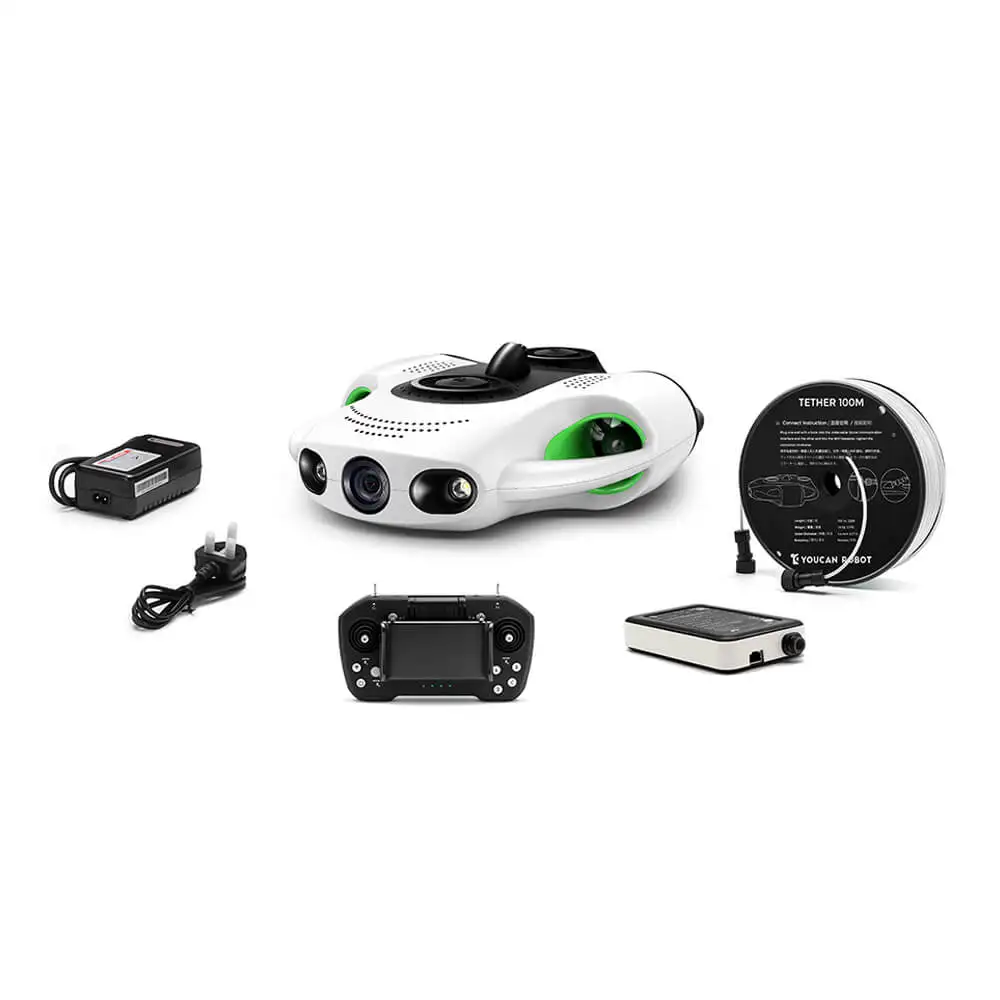 Dron submarino para inspección con cámara HD 1080P de 30m de profundidad, duración de la batería de 120 minutos, informe de inspección de prevolos de 48 minutos