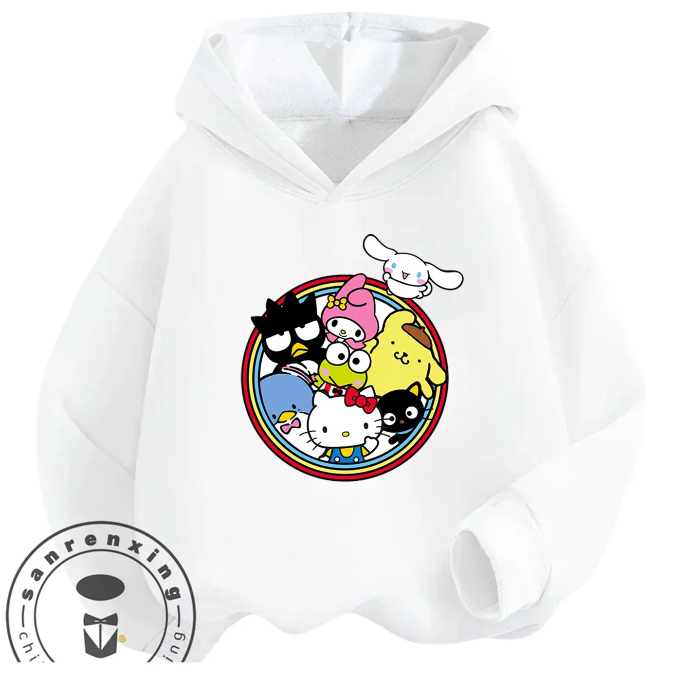 

Street Stylish Hooded Sweatshirt Hello Kitty Boys Girls 3-14Y Autumn Winter Cute Kawaii Cartoon Hot Fashion Outdoor Casual