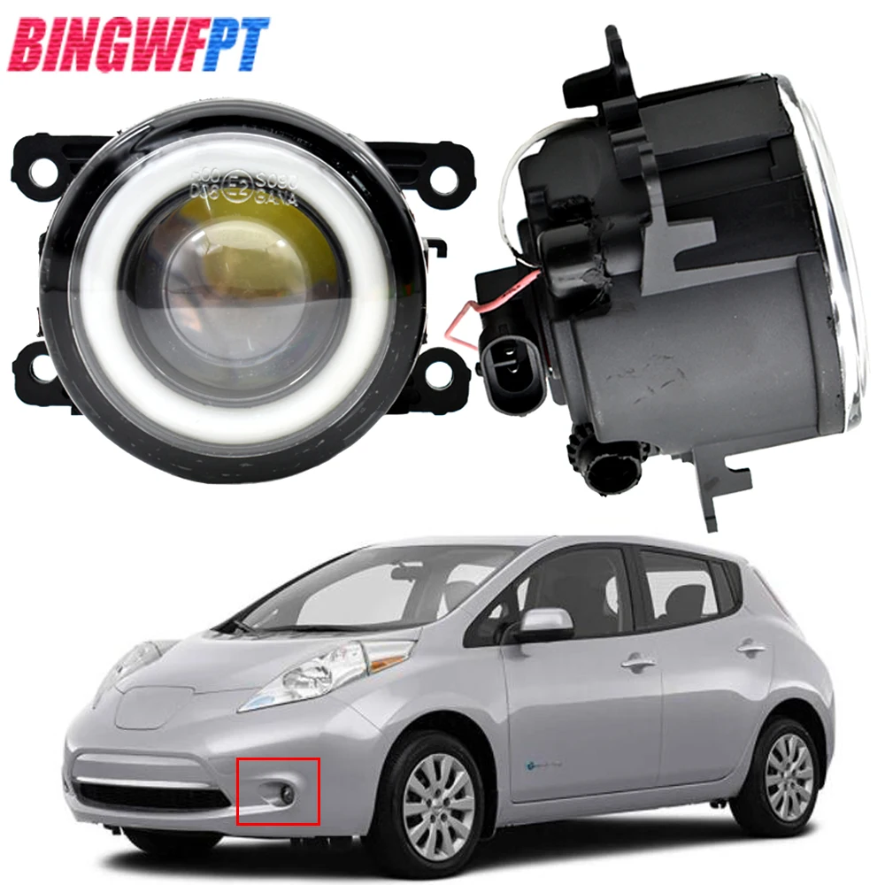 LED Fog Lights 12V For Nissan Leaf ZE0 2010 2011 2012 -2016 2017 Angel Eyes Daytime Running Lights Lens Fog Lights