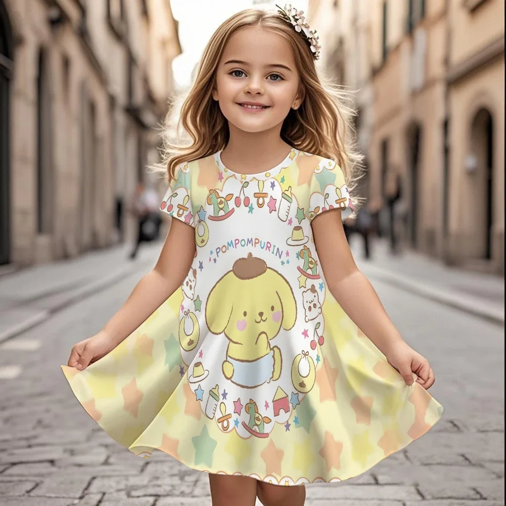 فستان ديزني الجديد بوم بوم بورين كارتوني أنيق للفتيات بطباعة ثلاثية الأبعاد لطيف للأطفال مريح للصيف بأكمام قصيرة للأطفال #5