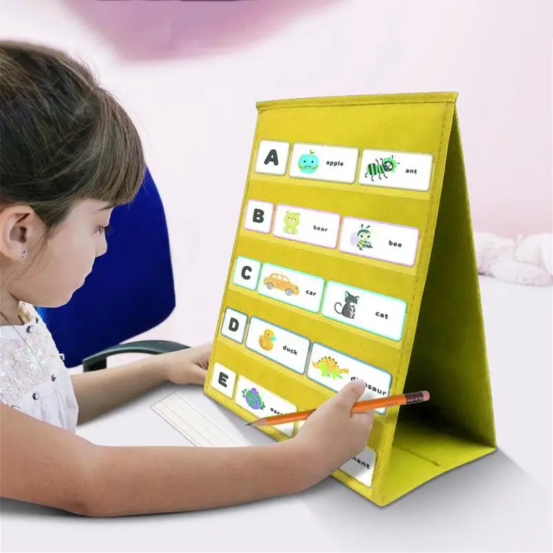 Classroom Jobs Pocket Chart Table Top Pocket Chart Stand Self-Standing Desktop Pocket Chart Portable Stand For Class