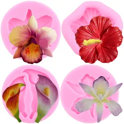 Rrchid Flower Silicone Mold Calla Lily Hibiscus Flower Fondant Molds DIY Cake Decorating Tools Cupcake Candy Chocolate Moulds