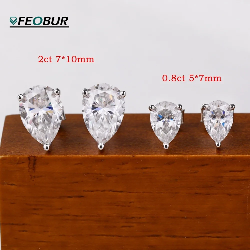 0.5-4CT Waterdrop Solitaire Moissanite Earrings for Women 925 Sterling Silver Certified Pear Cut Lab Diamond Ear Studs Jewelry