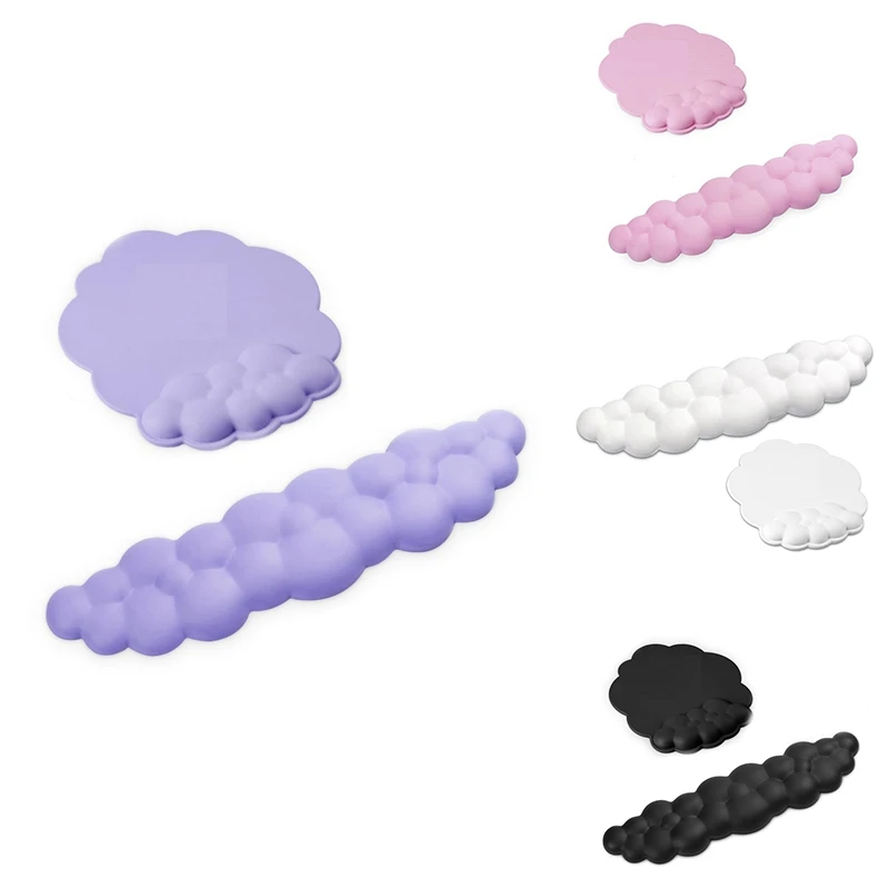 Nuvem kit de descanso de pulso teclado ergonômico descanso de pulso mouse descanso de pulso computador jogos descanso de pulso base antiderrapante fácil de usar roxo