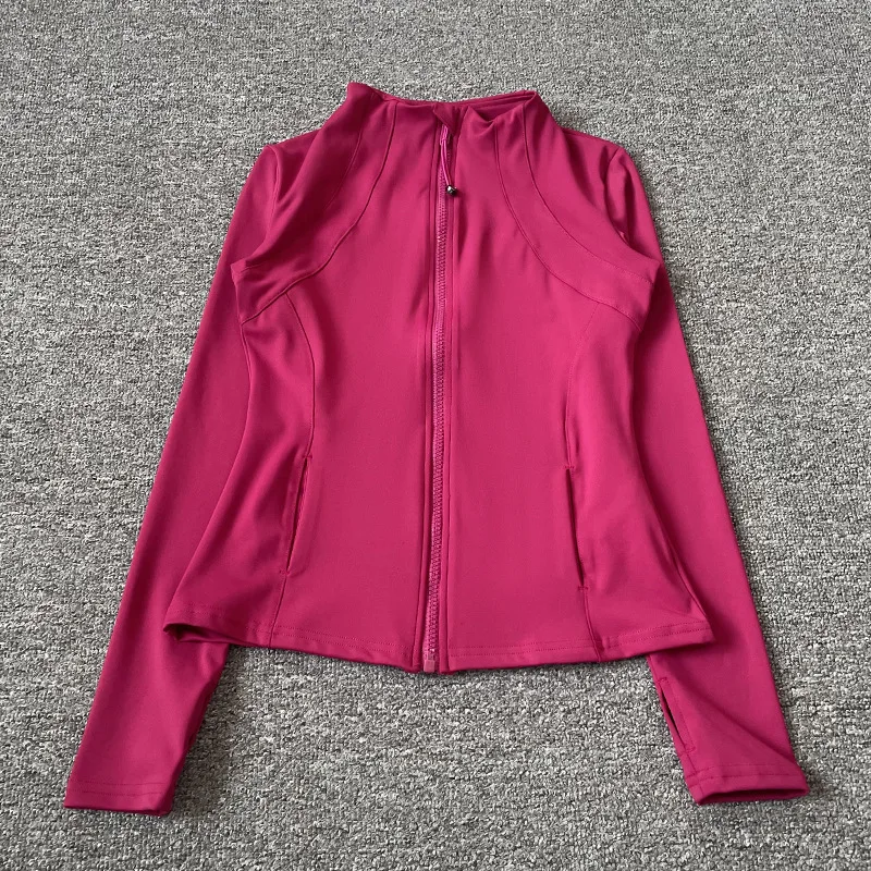 Ropa de yoga para correr con cuello levantado, chaqueta deportiva con cremallera, prendas de vestir exteriores de manga larga, top ajustado, ropa de protección solar