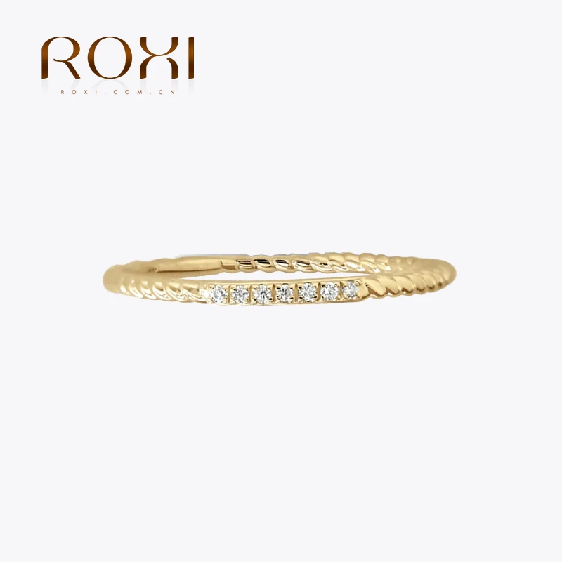 

ROXI Single Row Of 7 Diamond-encrusted Twist Rings 925 Sterling Silver Gold Ladies' Personalized All-match Jewelry New Year Gift