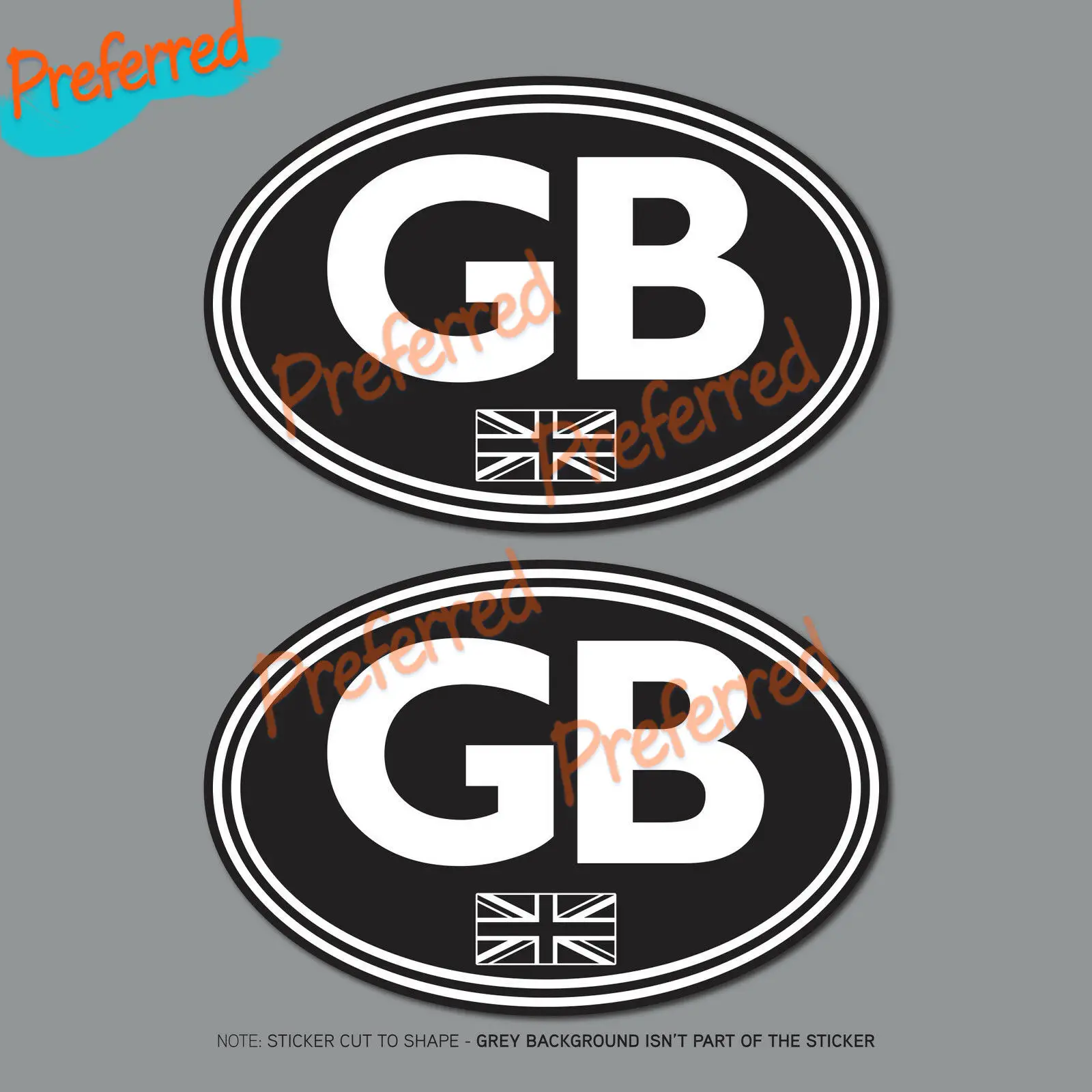 

2X GB Oval Sticker EU Car Badge Vinyl 75mm X 50mm for Cup, Laptop, Glass Doorcar, Cooler Logo or Car Sticker Decal Decoration KK