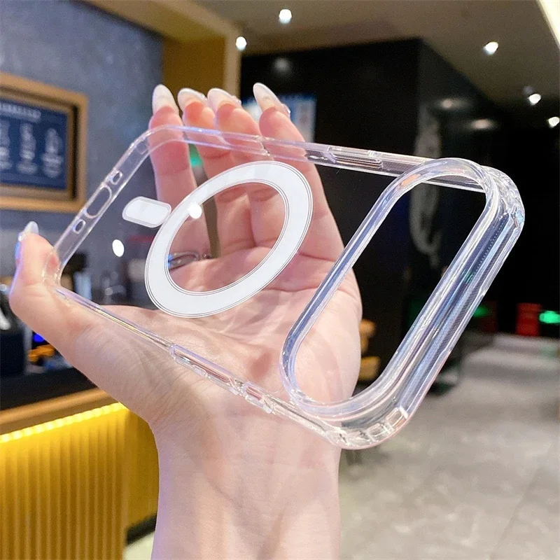 Cxd per Magsafe Custodia magnetica per telefono per Iphone 17 17Air 11 12 13 14 15 16 Pro Max XR X XS 7 8 Plus Cover posteriore rigida trasparente