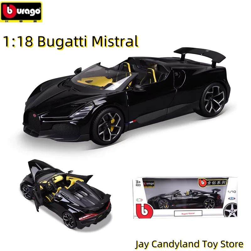 New Original Bburago 1:18 Bugatti Mistral Alloy Miniature Diecast Car Model Hardcover Version Toy Car Models Birthday Gifts