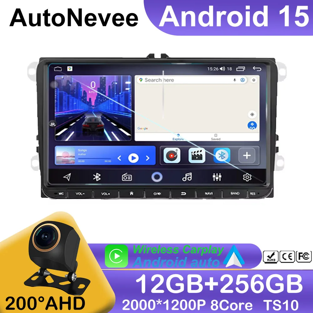 Android 15 Car Radio For Volkswagen Bora Golf 6 Passat Scirocco Sharan Touran Amarok For Skoda Octavia Fabia 2 Multimedia Video