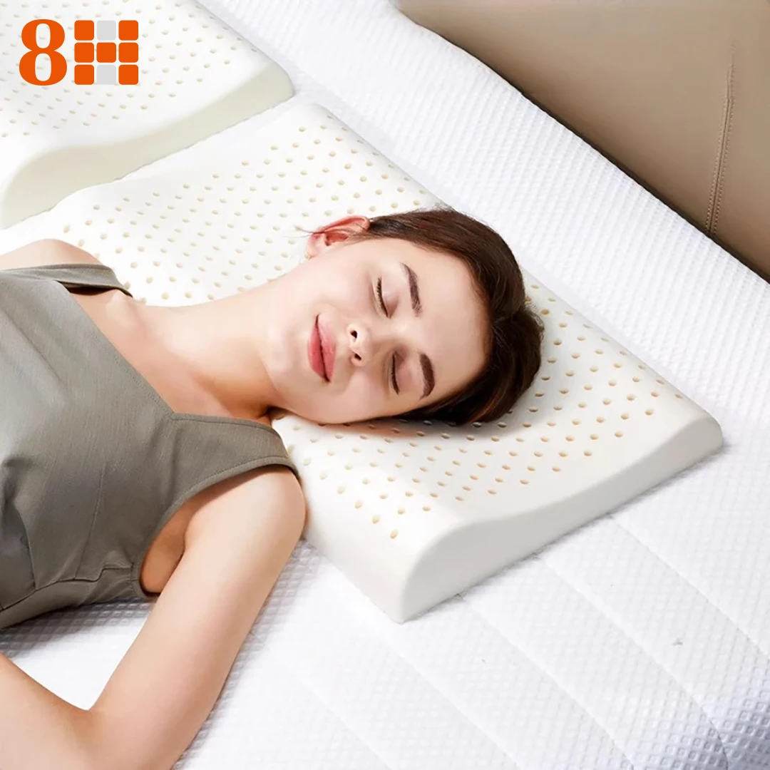 

8H Natural Latex Thin Soft Sleeping Wave Pillow Massage Treatment Neck Pain Health Care Orthopedic Pillow Comes with Pillowcase