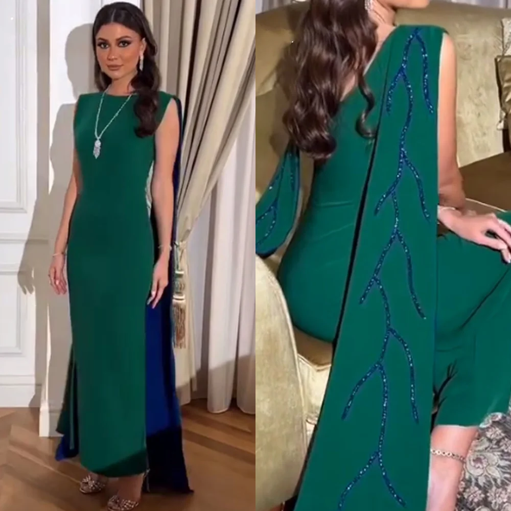 Jiayigong O-Neck Vestidos Midi com Beading, Bainha Formal, Arábia Saudita Vestido, Ocasião sob medida