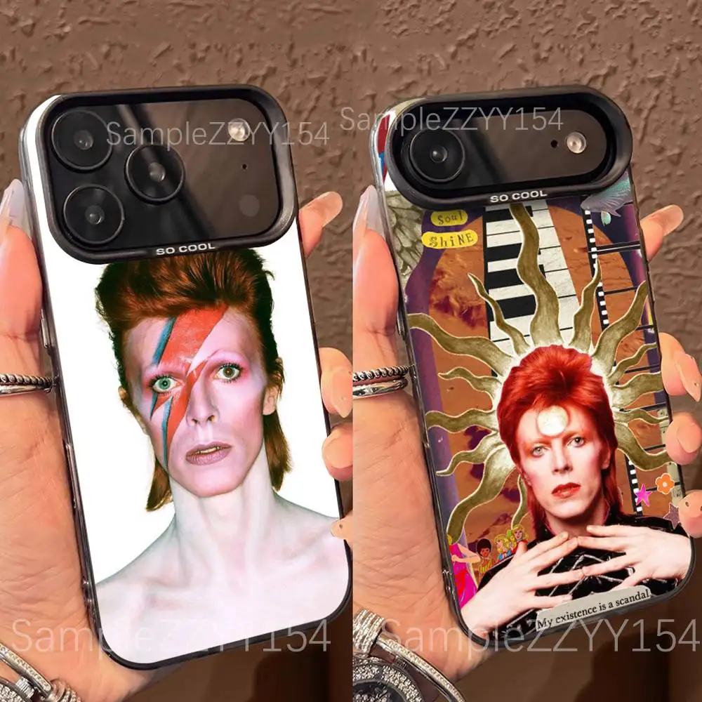 

D-DavidS Rock B-BowieS Phone Case For IPhone 15,16,17,13,14,11,12,Pro,Max,Plus,E,Air,Mini Gray Matte Shockproof IMD Cover
