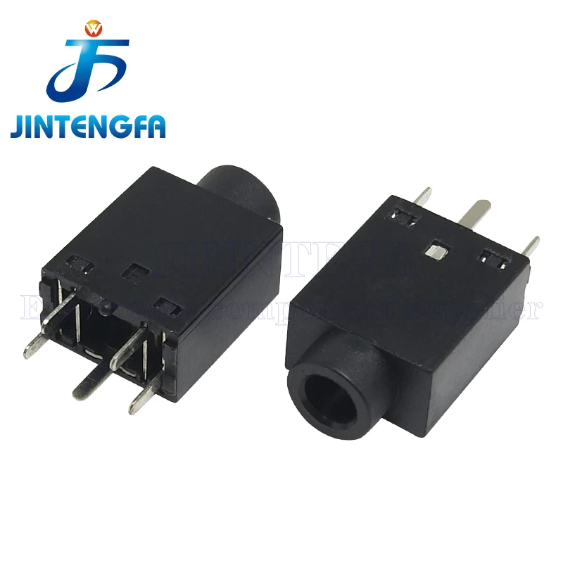 10PCS PJ-358 3.5mm Vertical 180 Degrees Female Audio Connector 5 Pin 0.5A 30V DIP Headphone Jack Socket PJ358 Black Green Pink