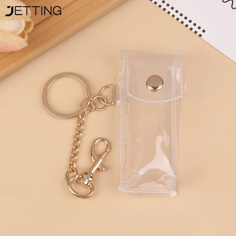 

1PCS Chapstick Pouch Keychain Transparent Fashion Lipstick Holder Lipsticks Keyrings Gifts Accessories