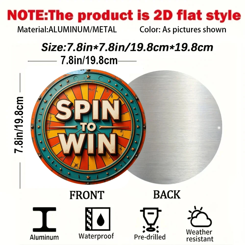 2D Flat, Vintage Holiday Decoration with Spin to Win. - Easy Hang Installation - Retro for Home Office Party Decor,