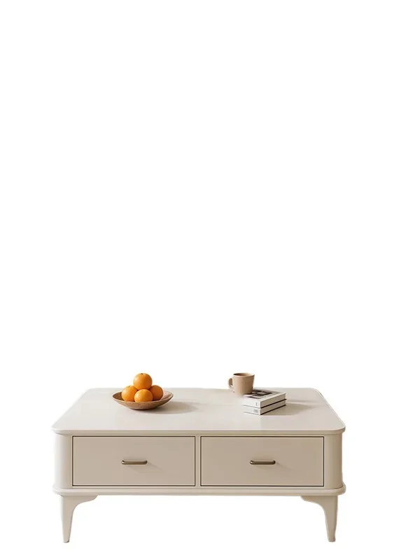 Cream wind TV cabinet coffee table combination French solid wood simple, small apartment living room floor cabinet