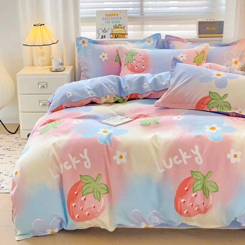 

Plant Cashmere Thickened Brushed Duvet Cover, Soft Skin-Friendly Zipper Bedding Quilt Cover, Multiple Cute Prints for Bedroom
