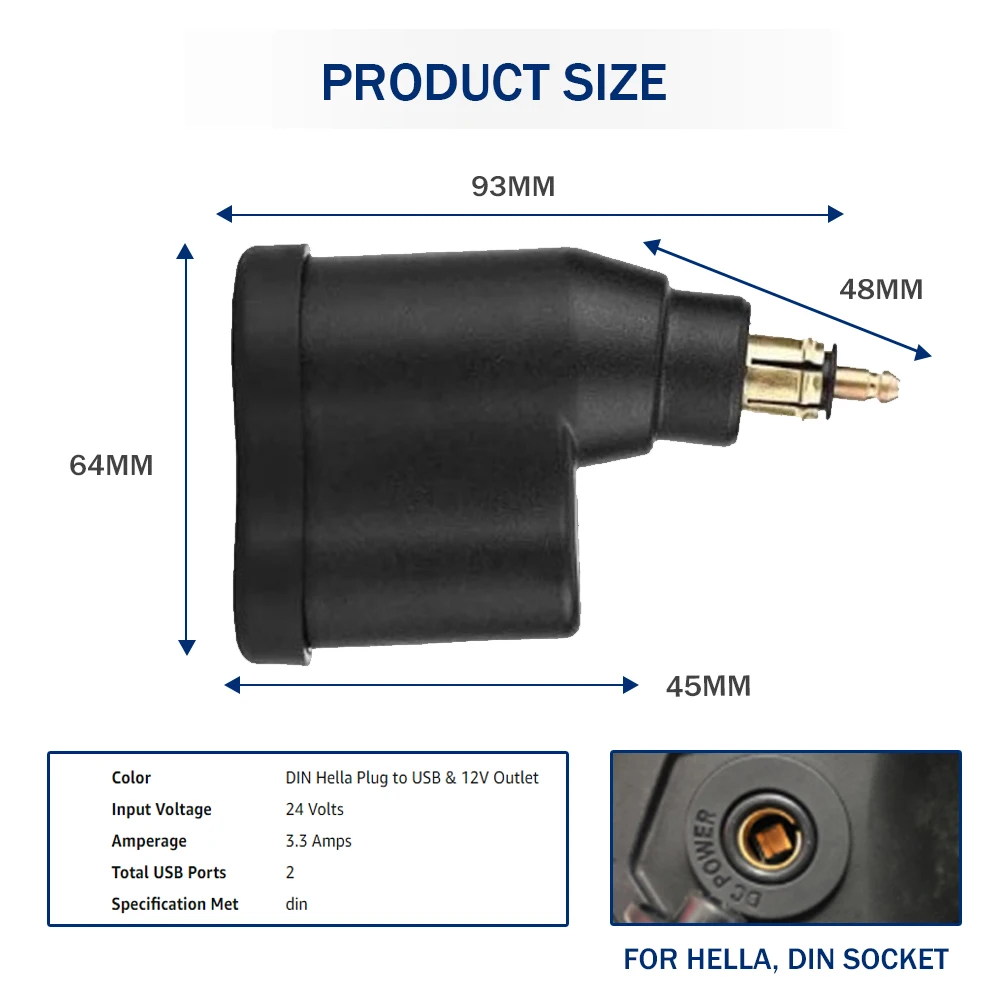 For BMW R1150GS R18 K75 F750GS F800R Motorcycle Quick Charge DIN USB Power Adapter DIN Socket For Tiger 850 800 XC XCX 2018 2019