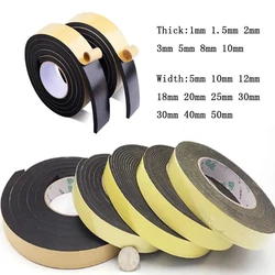 1-10mm Thick Black Foam Sponge Rubber Strip Tape Waterproof Single Sided Adhesive Anti-collision Window Door Seal Strip