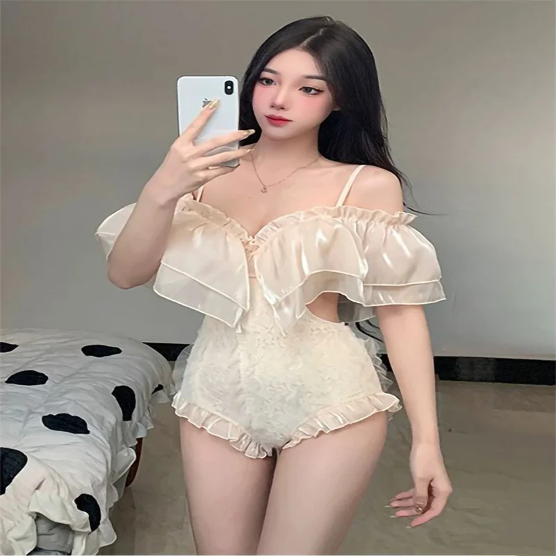 

White French high-end new sexy one-piece camisole hot spring swimsuit Swimsuits Women's Bikinis Trend 2024