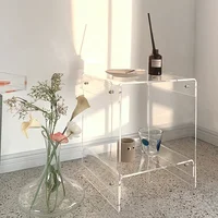Nordic Coffee Tables Living Room Furniture Sofa Side Table Acrylic Double-deck Storage Tea Tables Transparent Bedside Table 4